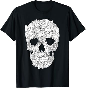 Cat Skull T-Shirt - Kitty Skeleton Halloween Costume Idea T-Shirt for Men Women Kids