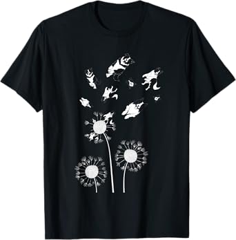 Floral Flower Dandelion Dog Lover Border Collie T-Shirt for Men Women Kids