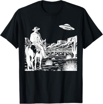 Ufo Western Retro Vintage Cowboy T-Shirt