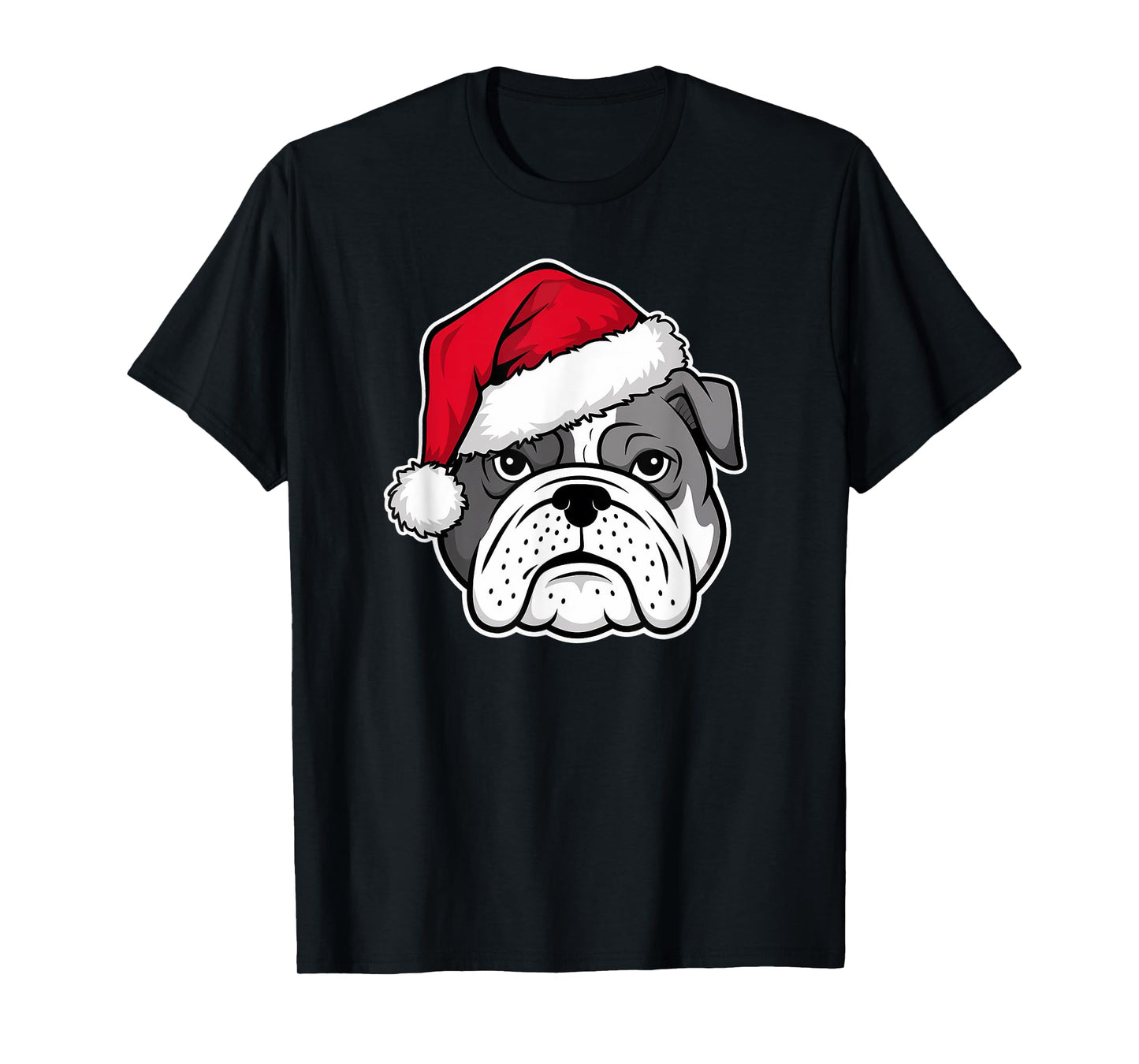 Joyful Bulldog Santa Dog on Bulldog Christmas T-Shirt