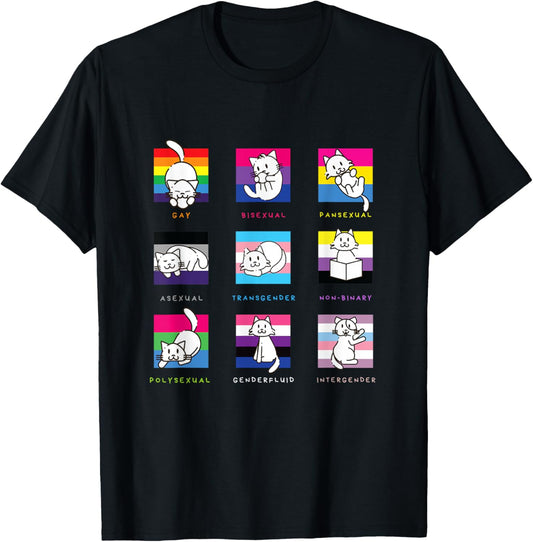 Kitten Purride Cat LGBTQ Flag Gay Pride Ally Gay Rainbow Cat T-Shirt