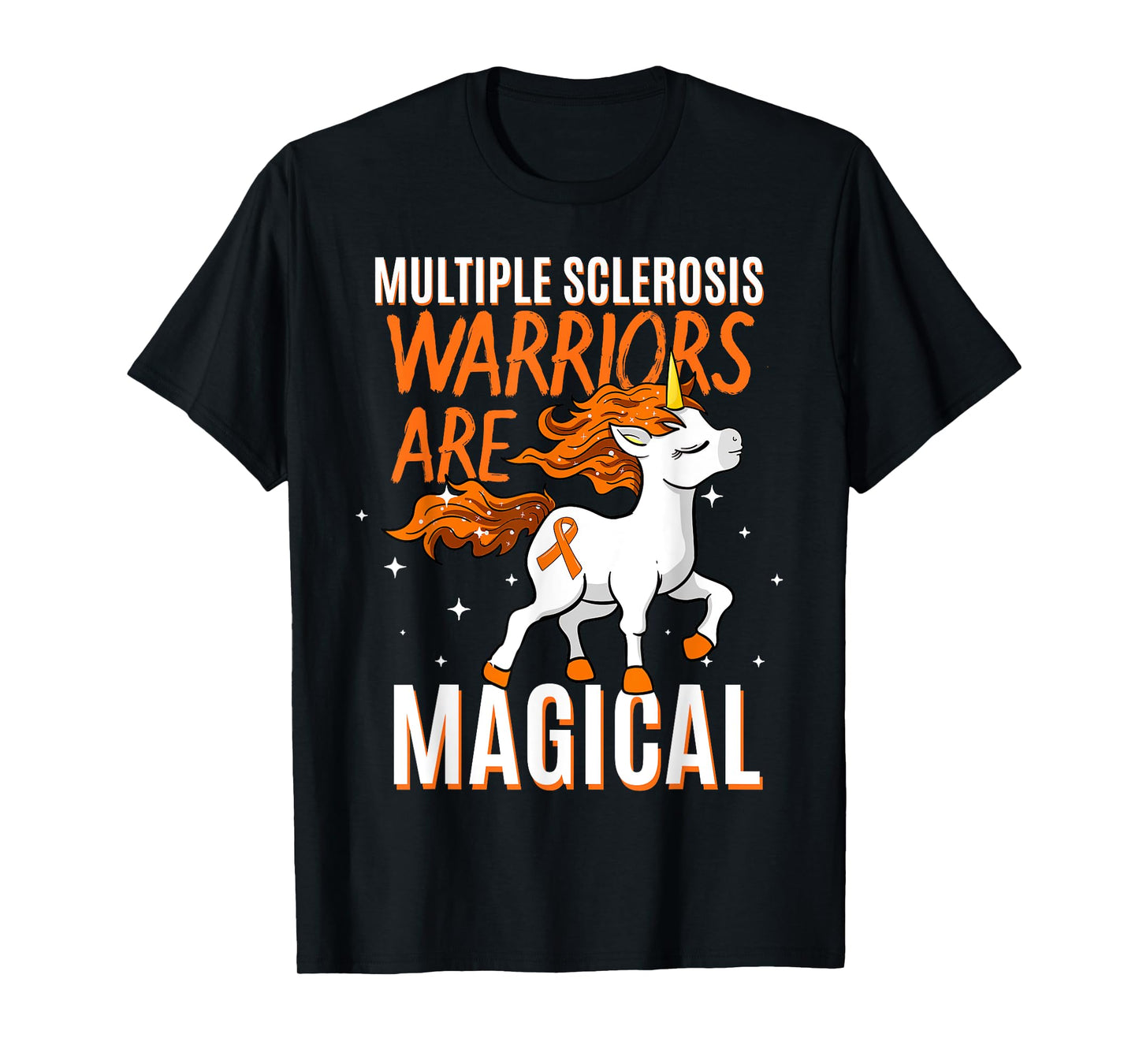 Niedliche Multiple Sklerose Awareness Kleidung Women's Graphic T-Shirt Black Small Classic Fit Short Sleeve Crew Neck Multiple Sclerosis Warriors Are Magical Unicorn Graphic T-Shirt
