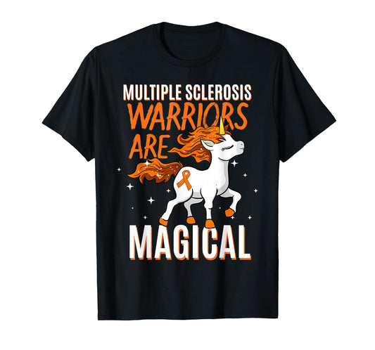 Niedliche Multiple Sklerose Awareness Kleidung Women's Graphic T-Shirt Black Small Classic Fit Short Sleeve Crew Neck Multiple Sclerosis Warriors Are Magical Unicorn Graphic T-Shirt