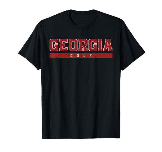 Georgia Golf Red Vintage Text T-Shirt