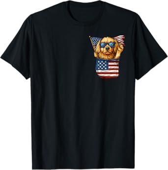 Golden retriever 4th of July Dog Lover Puppy American Flag T-Shirt