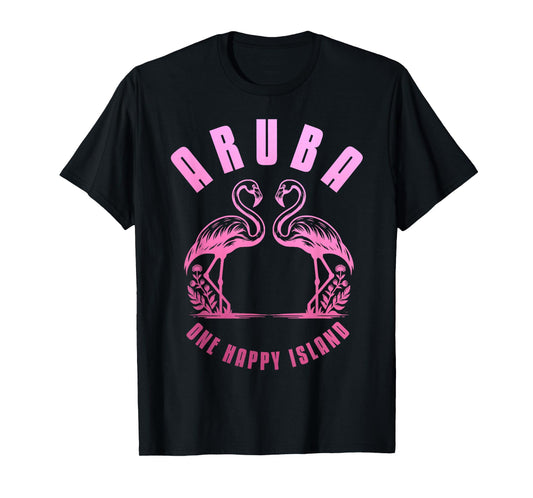 Aruba Flamingo Happy Island Craibbean Souvenir Pride Vintage T-Shirt