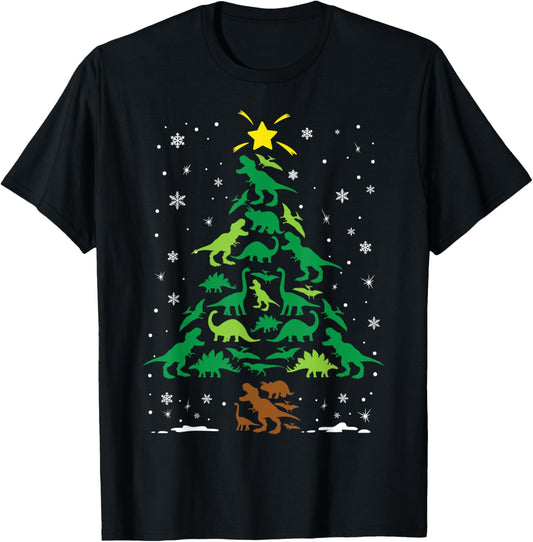 Dinosaur Trex Lovers Holiday Family Matching Christmas Tree T-Shirt
