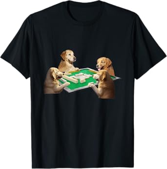 Golden Retriever Dog Mahjong Funny T-Shirt Dog Men's Funny Clothes Funny Goods Present Neta T-Shirt