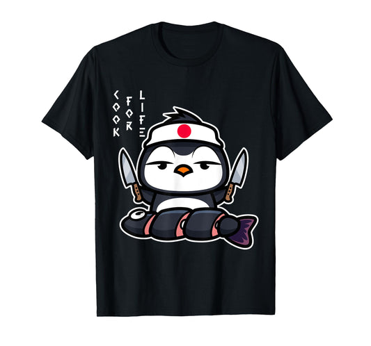 Japanese Penguin Cook Asian Food Funny T-Shirt