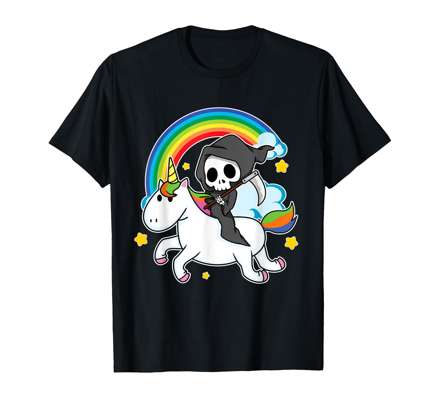 Halloween Unicorn Costume Grim Reaper Riding Unicorn T-Shirt