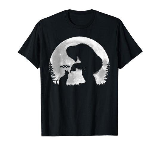 Fun Hand Boop Nose Bigfoot Sasquatch Cat Full Moon T-Shirt