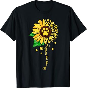 Sunflower dog doglover pets paw apparel for women men T-Shirt