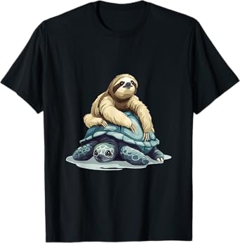 Funny sloth riding on a turtle Graphic T-Shirt