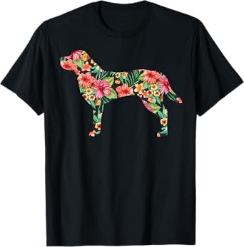 Labrador Flower Funny Dog Silhouette Floral Gifts Women Men T-Shirt