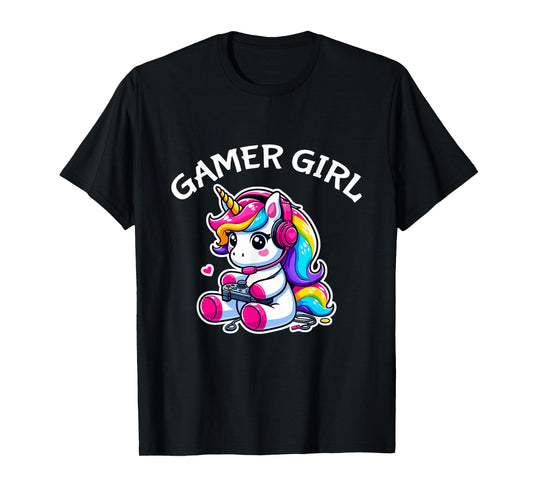 Cute Video Game Gaming Unicorn Gamer Girl T-Shirt