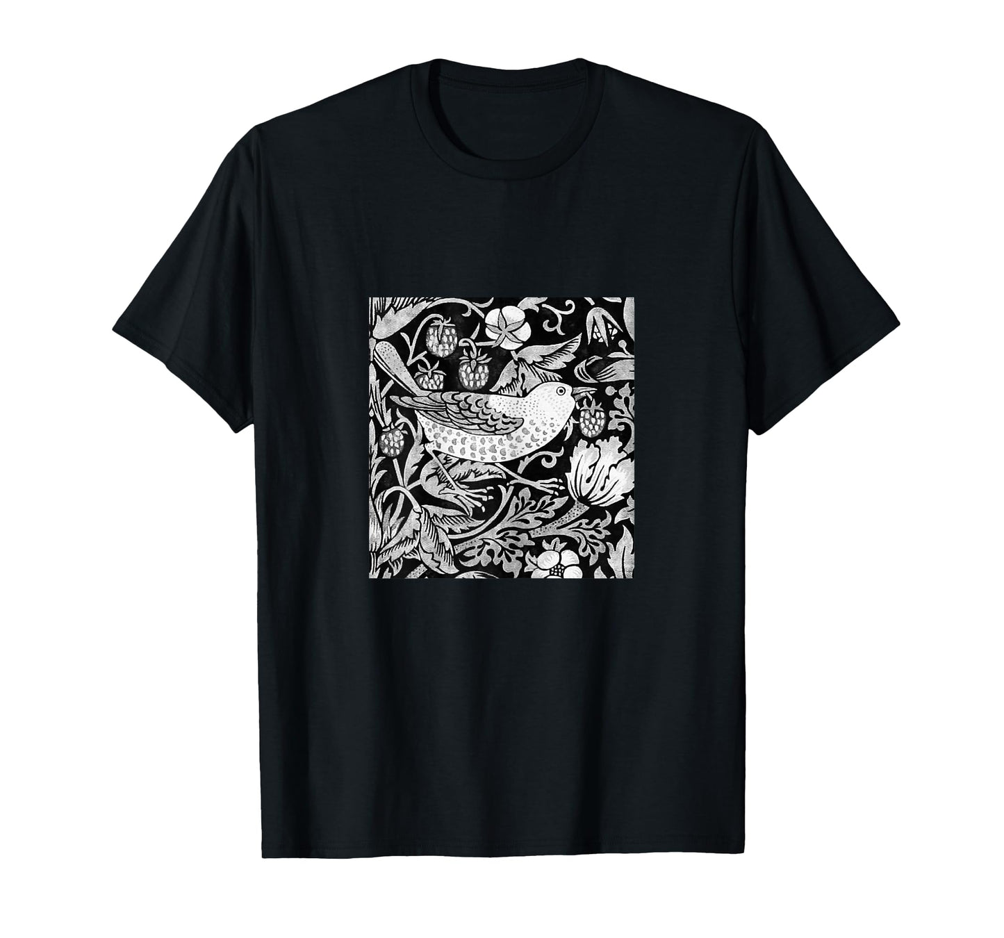 William Morris Bird & Flower Tile, Gray, Black and White T-Shirt