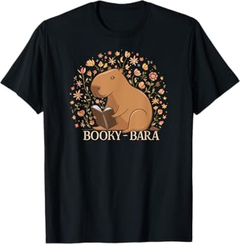 Capybara Funny Rodents Reading Books Wild Animal BookyBara T-Shirt