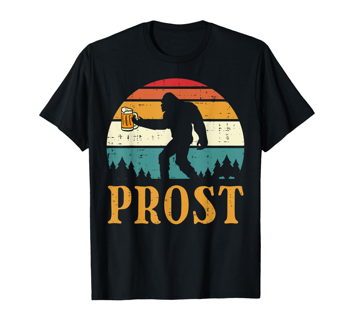 Oktoberfest Bigfoot Sasquatch Prost Retro German Men Women T-Shirt