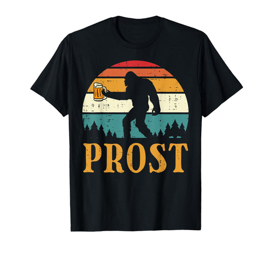 Oktoberfest Bigfoot Sasquatch Prost Retro German Men Women T-Shirt