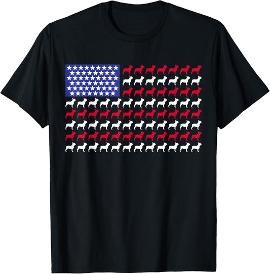 French Bulldog Patriotic American Flag Frenchie 4th Of July T-Shirt