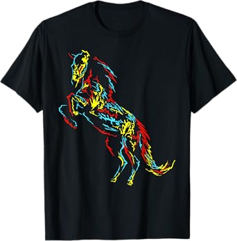 Colourful Abstract Art | Riding Funny Horses T-Shirt