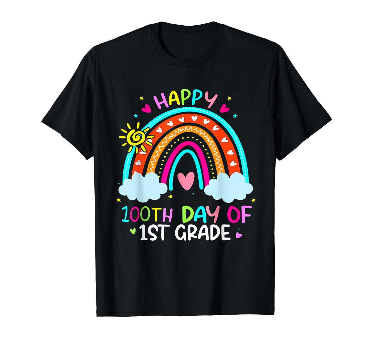 Happy 100th Day Of 1st Grade School Rainbow Teacher Kids T-Shirt