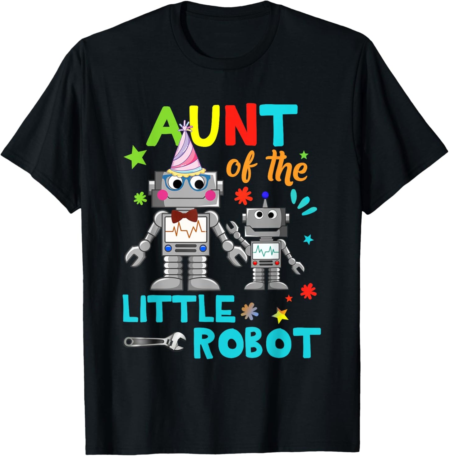 Aunt Of Little Robot Birthday Family Shirts Matching T-Shirt