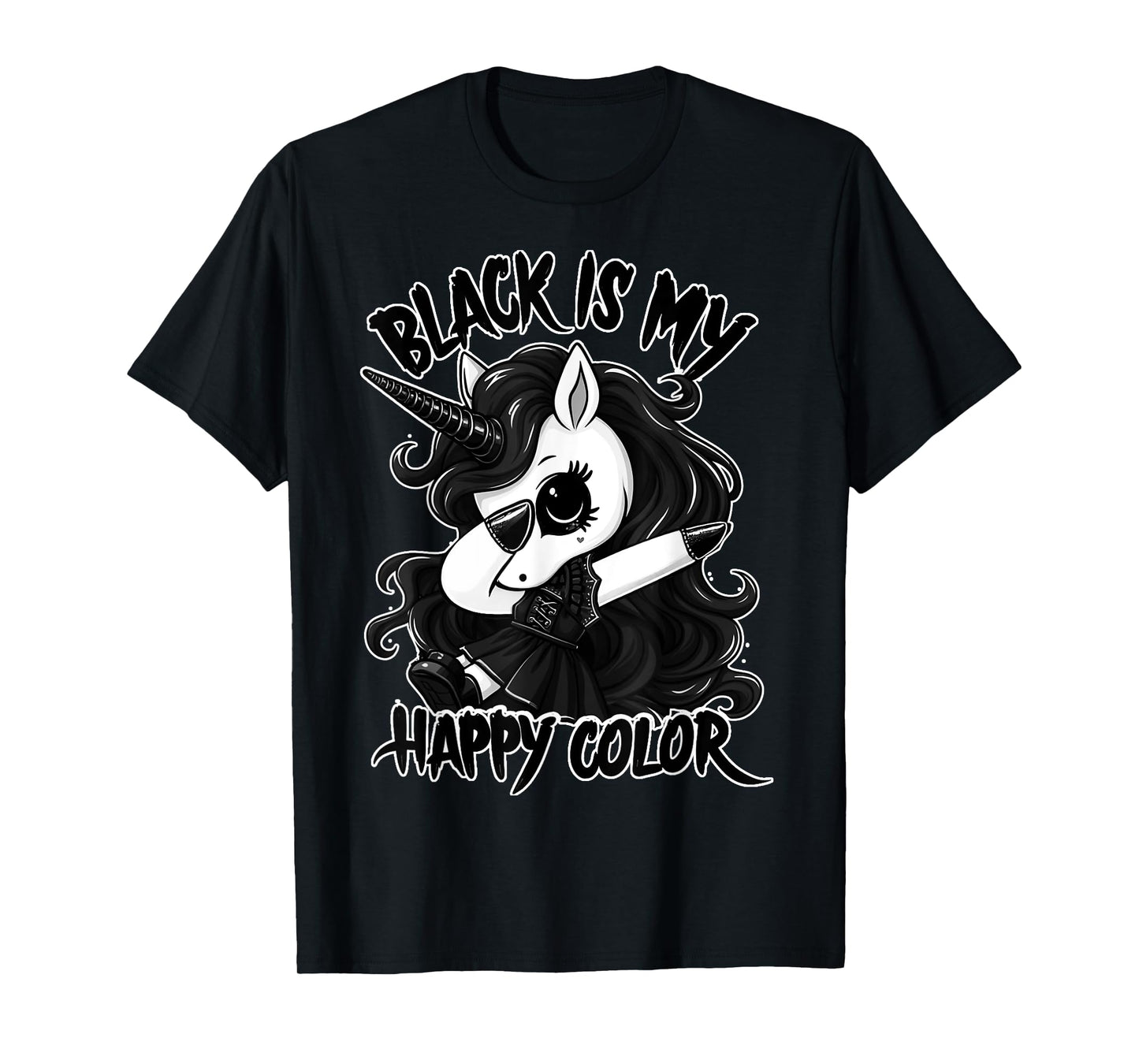 Gothic Unicorn Dabbing - Black is my lucky colour T-Shirt