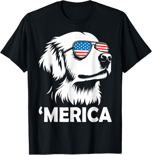 Golden Retriever 4th Of July Merica T-Shirt