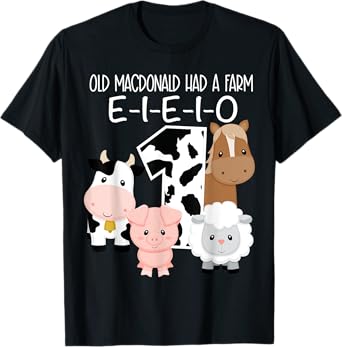 1st Birthday Old MacDonald Farm Theme Birthday Farm Animals T-Shirt