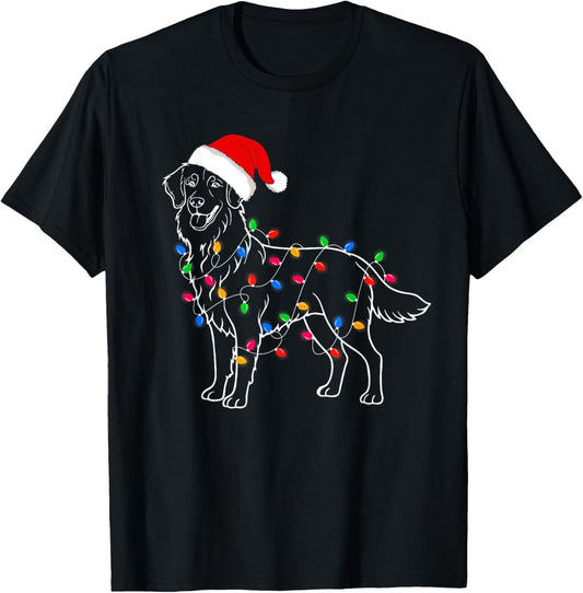 Golden Retriever Dog Christmas Lights Santa Xmas Dog Lover T-Shirt