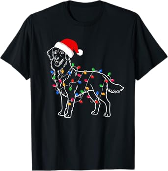 Golden Retriever Dog Christmas Lights Santa Xmas Dog Lover T-Shirt for Men Women Kids