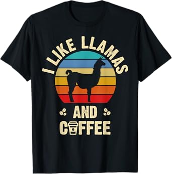 I like Llamas & Coffee Funny vintage llama theme lover T-Shirt