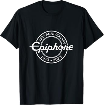 Epiphone 150th Anniversary T-Shirt - Guitar Apparel - Unisex-Adults, Unisex-Kids - Black - Small - Short Sleeve - T-Shirt