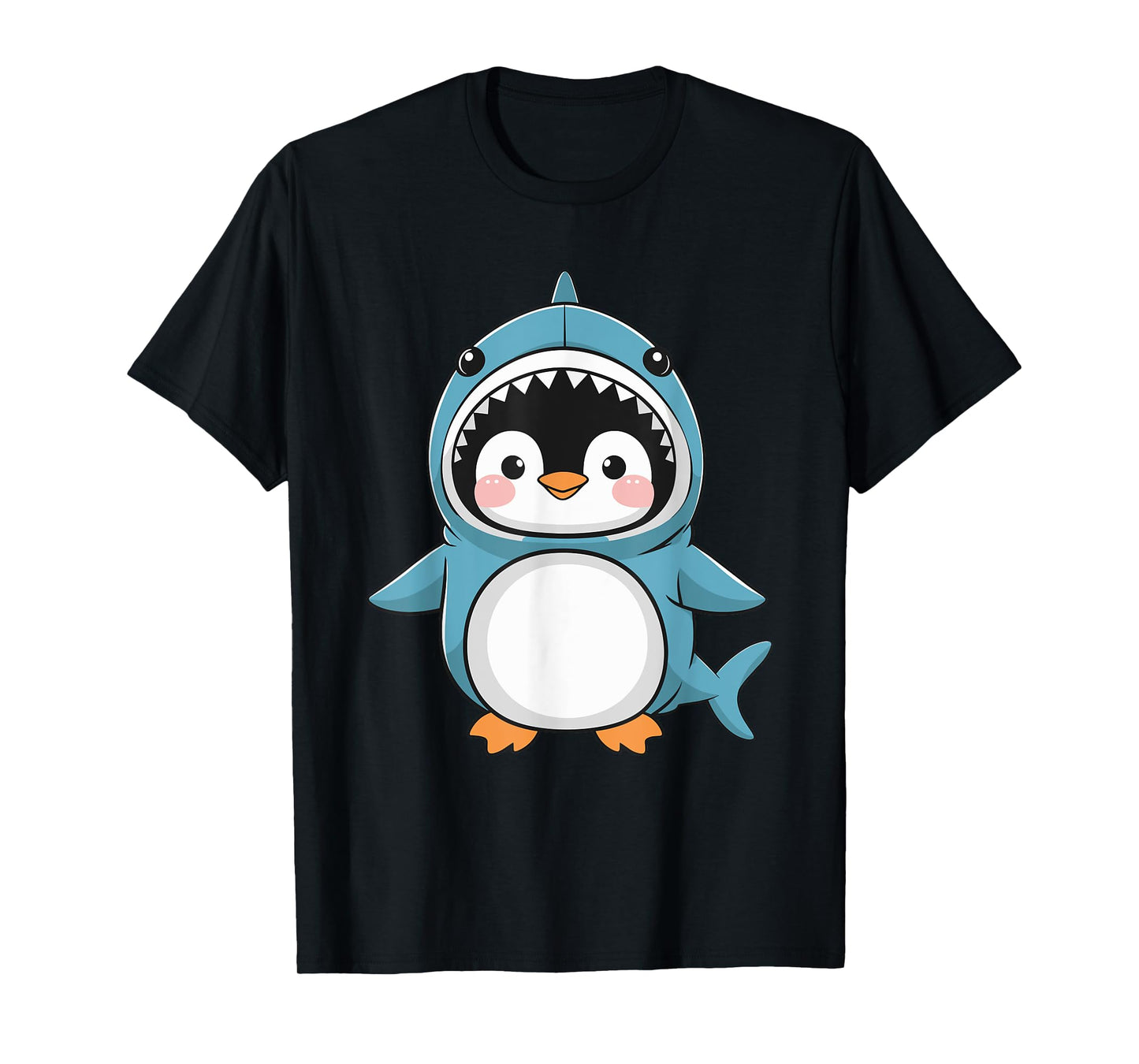 Cute Penguin Dressed As Shark Funny Kawaii Penguin T-Shirt