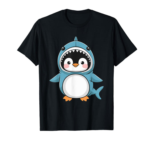 Cute Penguin Dressed As Shark Funny Kawaii Penguin T-Shirt