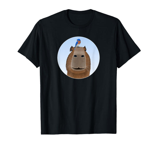 Capybara with Bluebird Bird Birdwatching Birding Animal T-Shirt