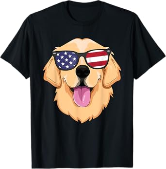 America Golden Retriever 4th of July T-Shirt for Men Boys T-Shirt