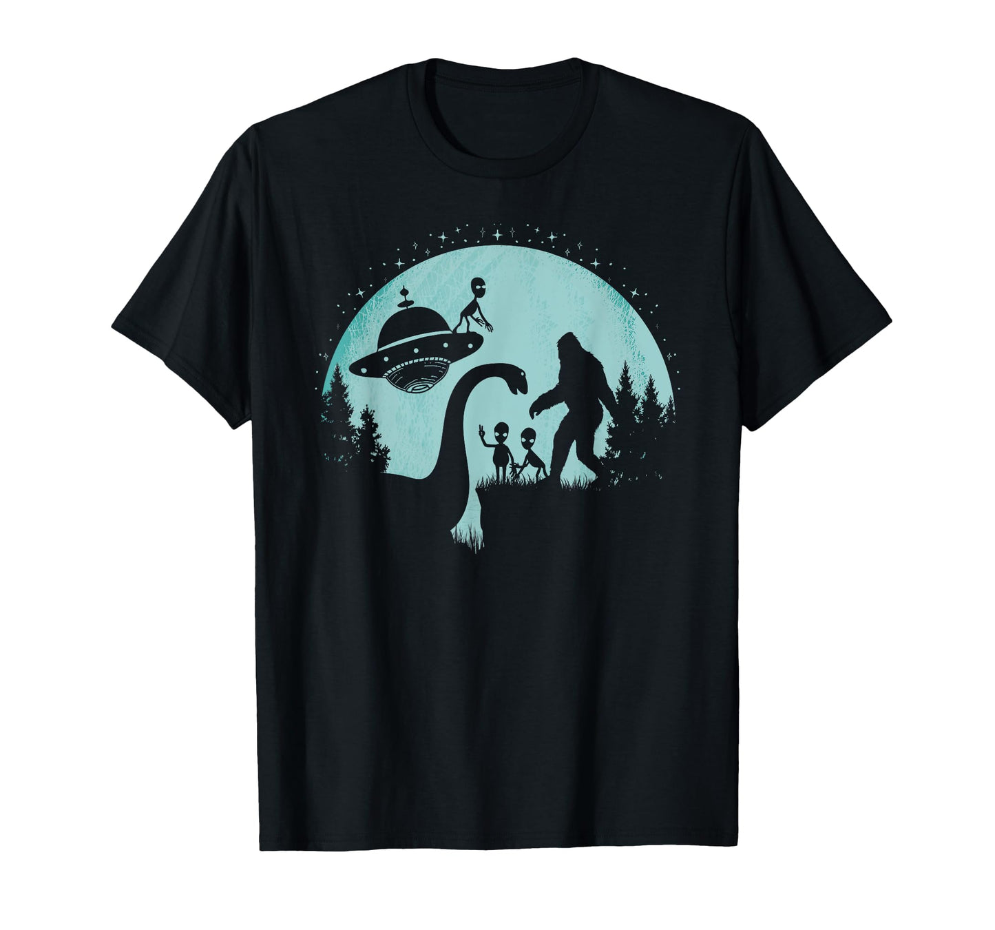 Bigfoot Loch Ness Monster Nessie Sasquatch UFOs Funny Aliens T-Shirt