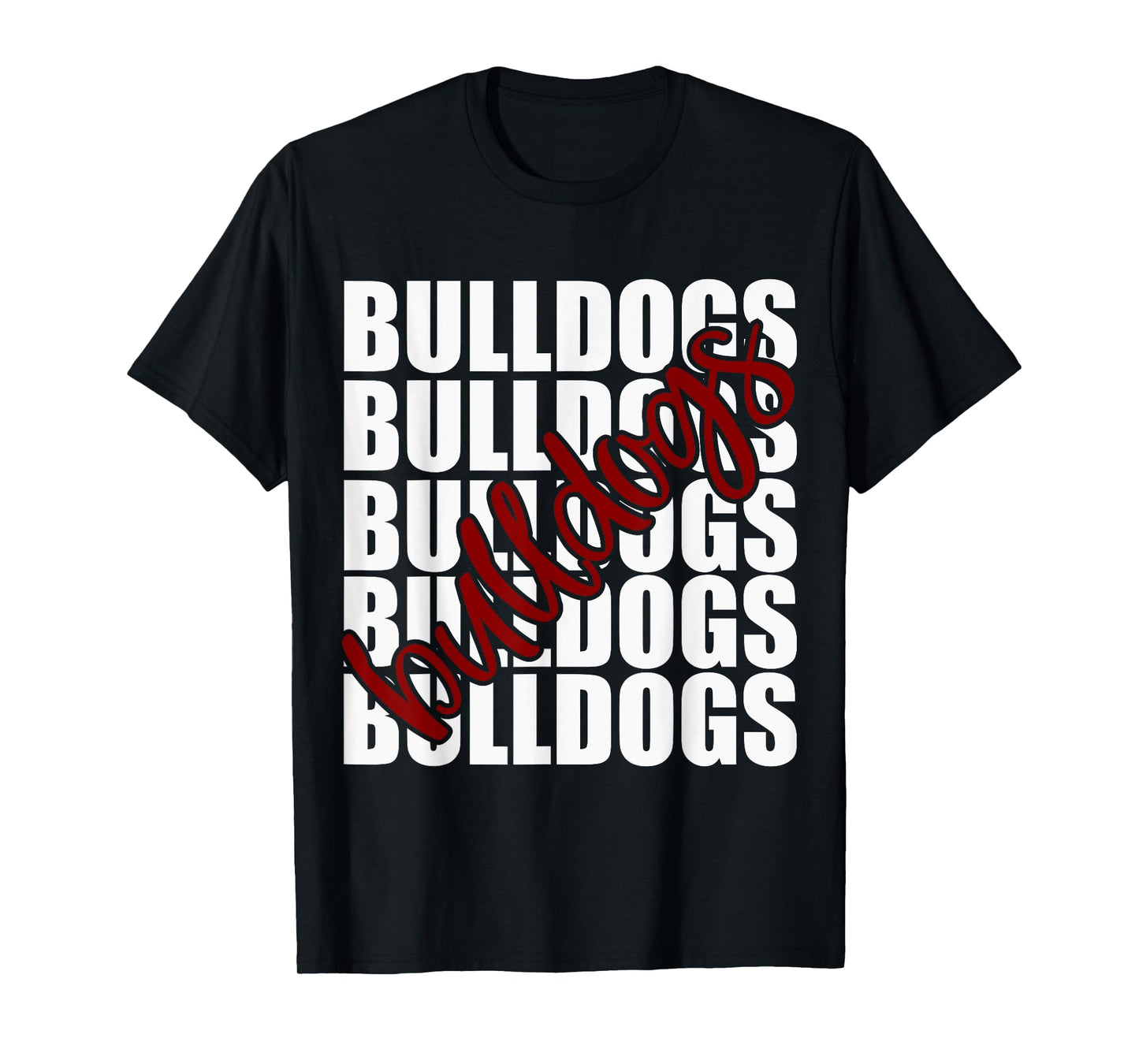 Bulldogs Maroon School Sports Fan Team Spirit T-Shirt
