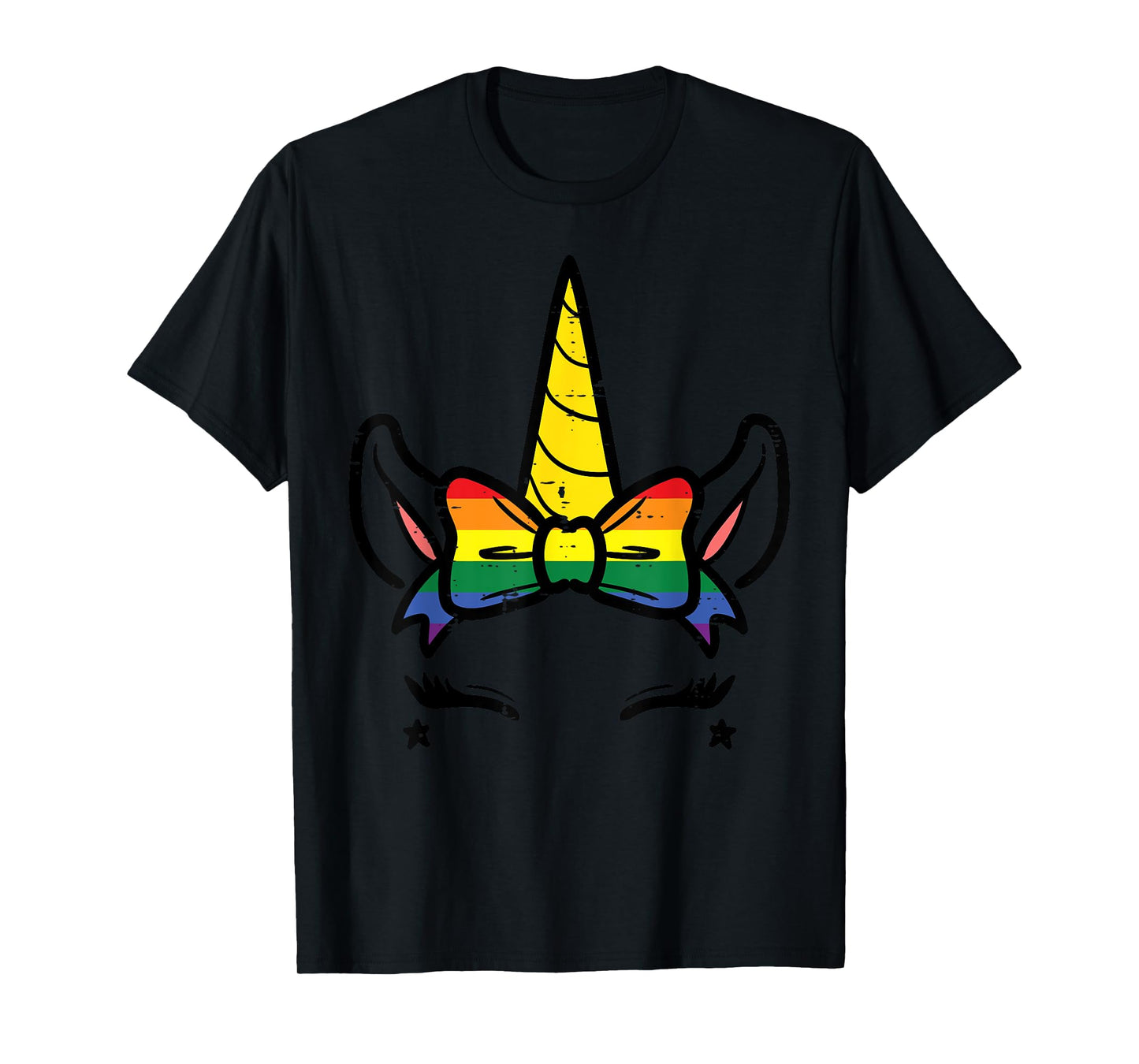 Gay Pride Unicorn Face Head Rainbow Flag Lgbtq Girls Kids T-Shirt