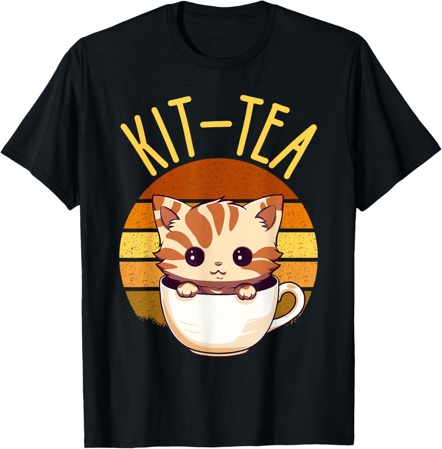 Cat Shirts For Women Girls Kids Cat & Tea Lover Cute Kit Tea T-Shirt