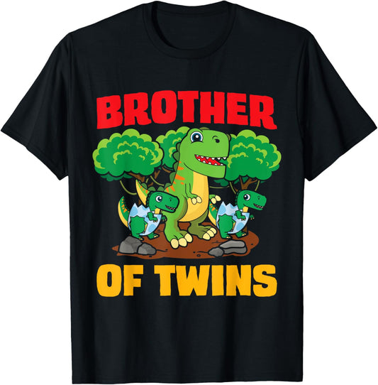 Brother Of Twins Dinosaur Family Siblings Kids T-Shirt