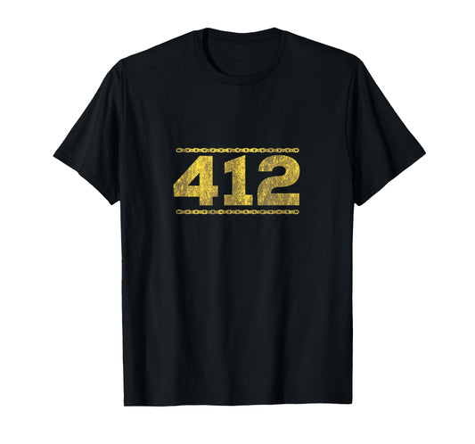 412 Pittsburgh Distressed Chain Yinzer City Retro Gift T-Shirt