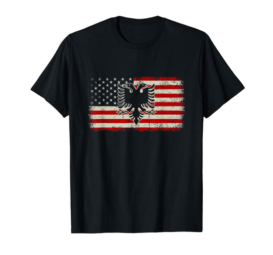 Albania American USA Flag Patriotic Albanian T-Shirt for Women Men