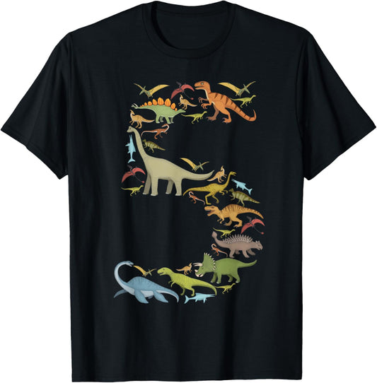 Kids Dinosaur 5th Birthday Boy 5 Years T-Rex Party Rawr I'm T-Shirt