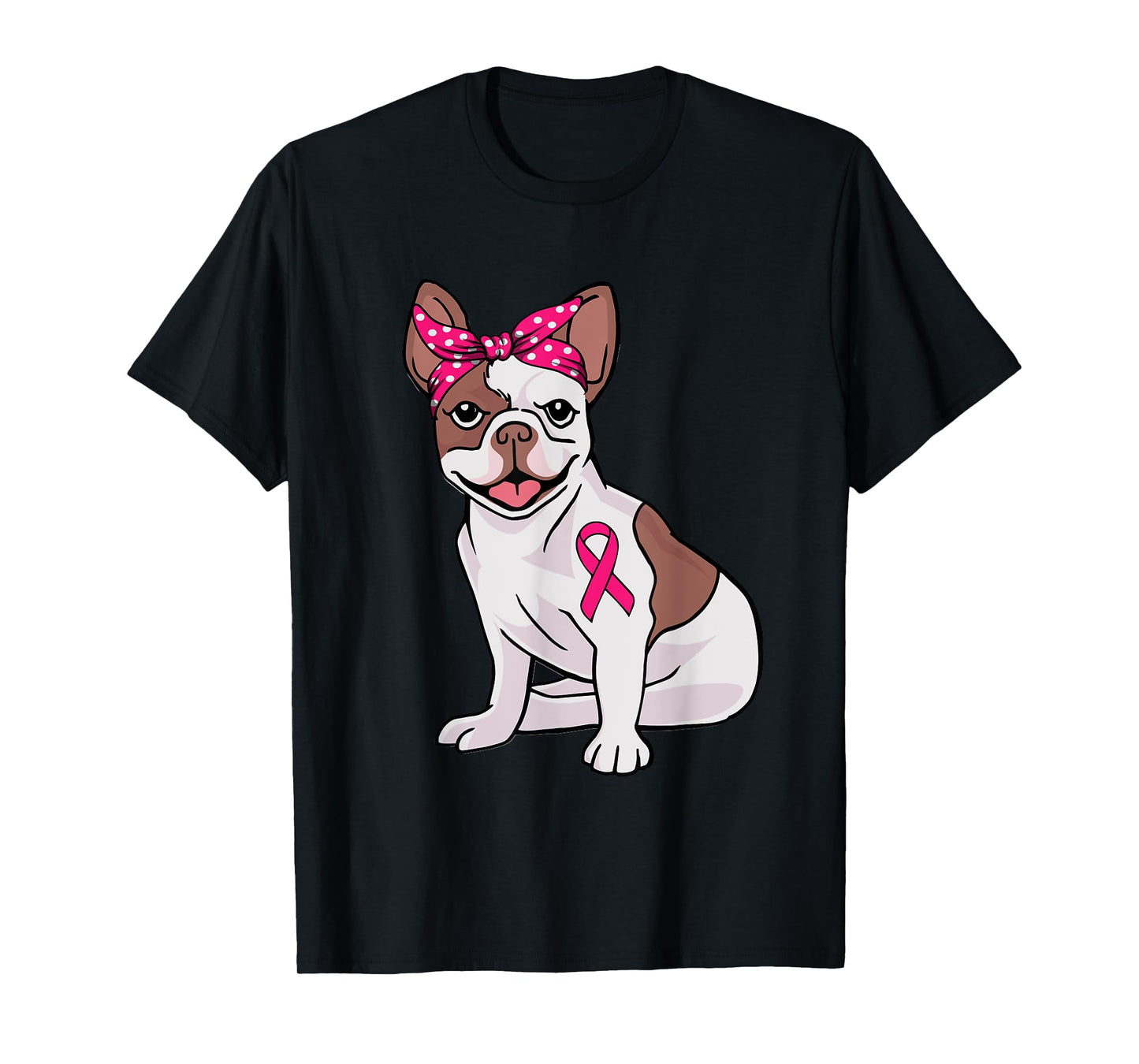 French Bulldog Pink Bandana Breast Cancer Awareness Cute Dog T-Shirt