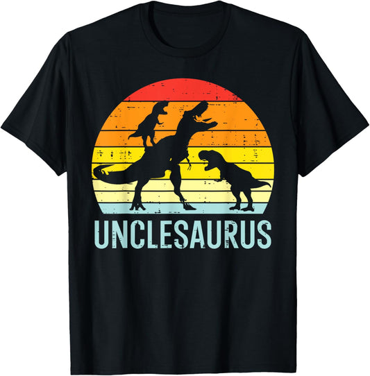 Unclesaurus Trex Uncle Sunset Retro Fathers Day Dinosaur Men T-Shirt
