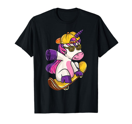 Unicorn Skateboarda Skateboard Art T-Shirt