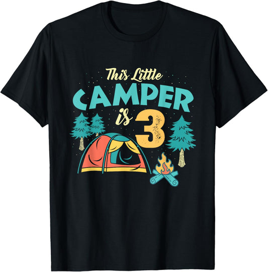 3rd Birthday This Little Camper Is 3 Years Old Bday T-Shirt